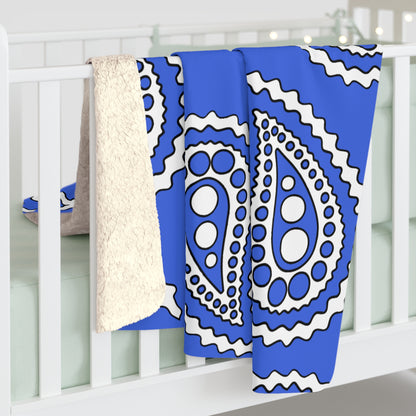 Royal Blue, White Retro Paisley Blanket Throw