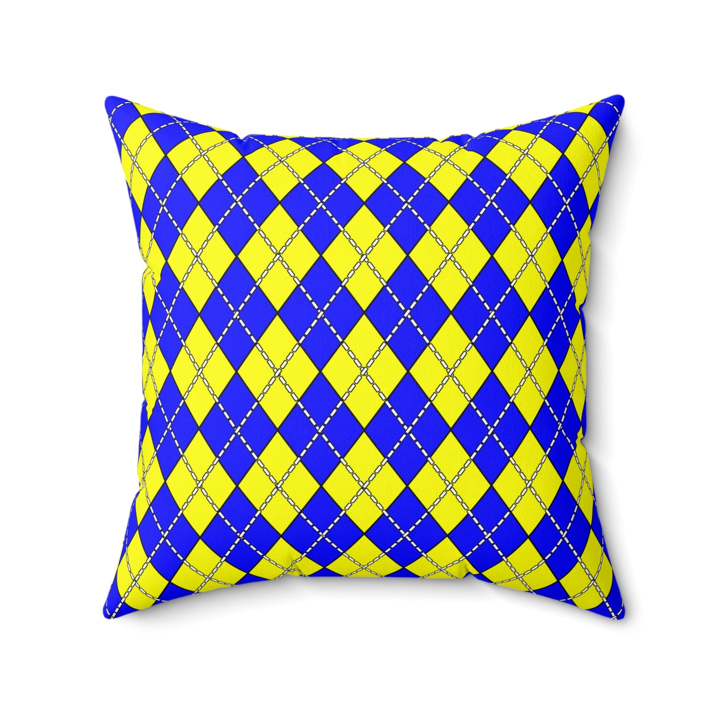 Blue, Yellow Retro Argyle Cushion Pillow