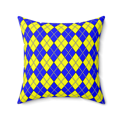 Blue, Yellow Retro Argyle Cushion Pillow