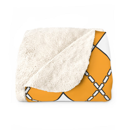 Orange, White Retro Argyle Blanket Throw