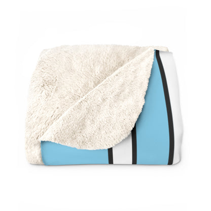 Sky Blue, White Retro Stripes Blanket Throw