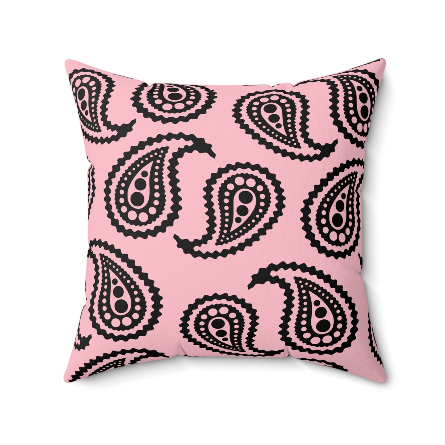 Pink, Black Retro Paisley Cushion Pillow