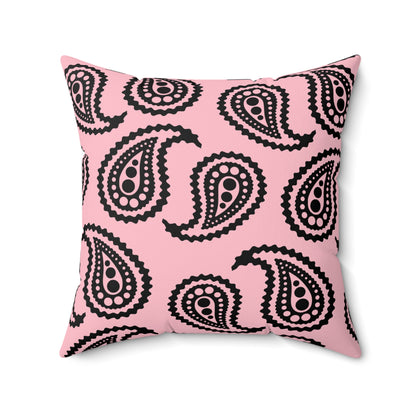 Pink, Black Retro Paisley Cushion Pillow