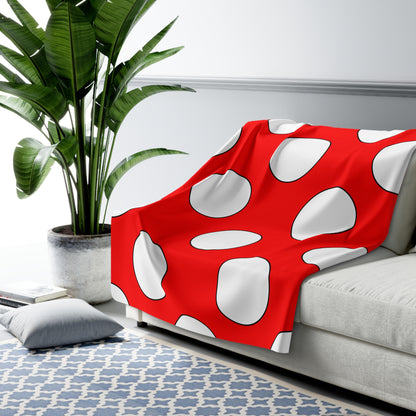 Red, White Retro Polka Dots Blanket Throw