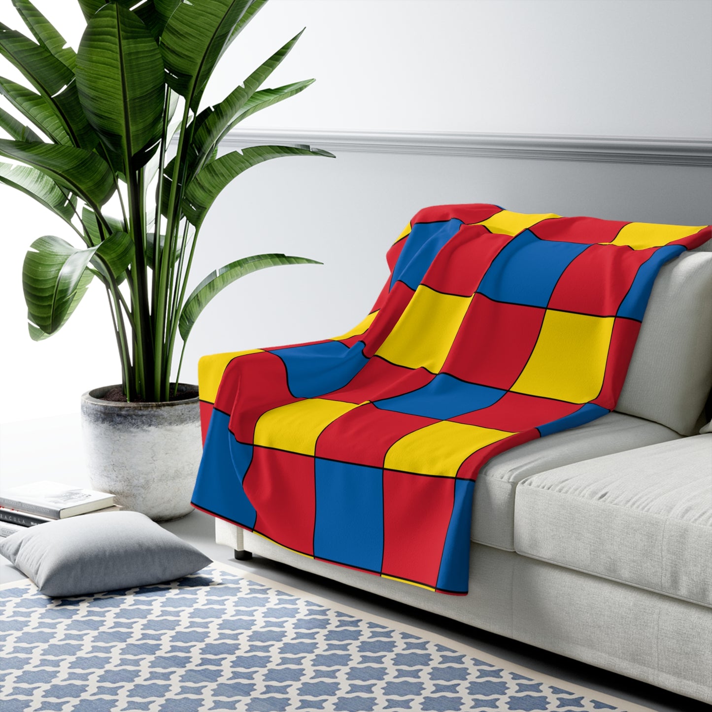 Mongolia Retro Check Blanket Throw