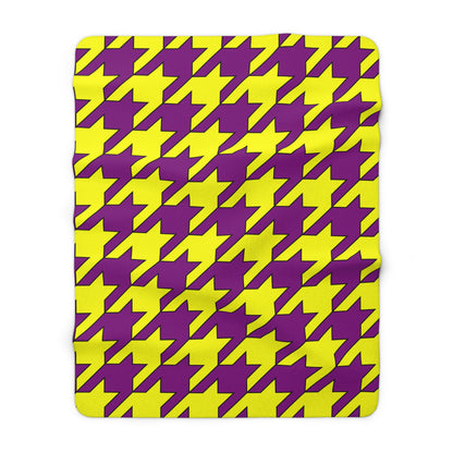 Purple, Yellow Retro Houndstooth Blanket Throw