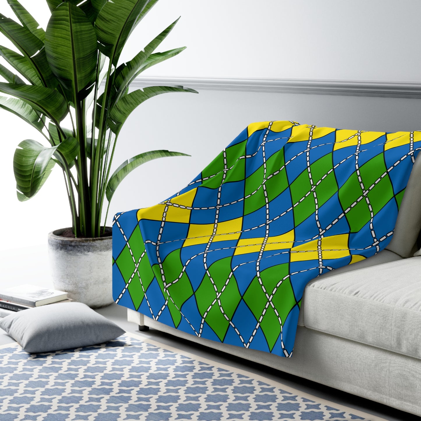 Gabon Retro Argyle Blanket Throw