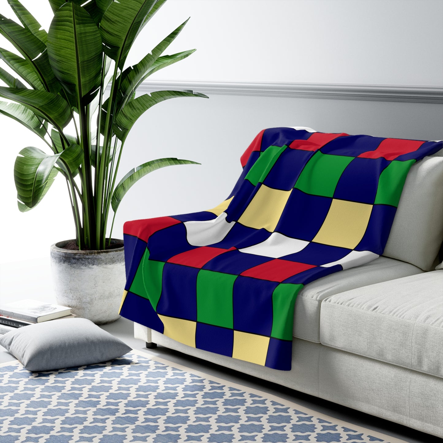Cayman Islands Retro Check Blanket Throw