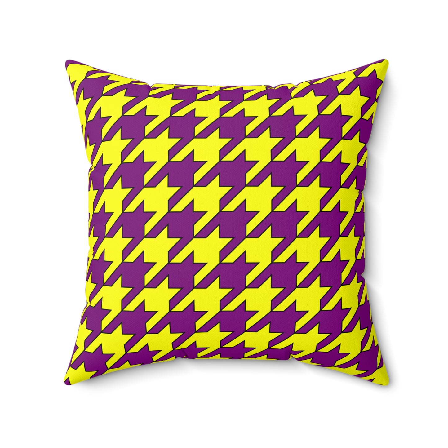 Purple, Yellow Retro Houndstooth Cushion Pillow