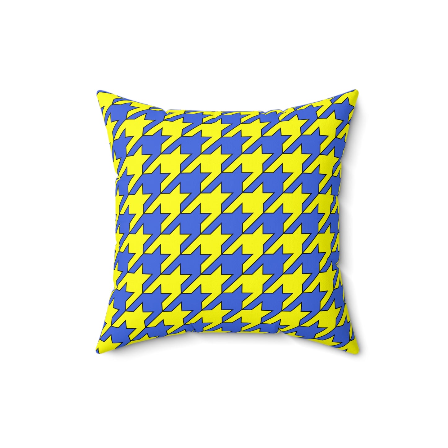 Royal Blue, Yellow Retro Houndstooth Cushion Pillow