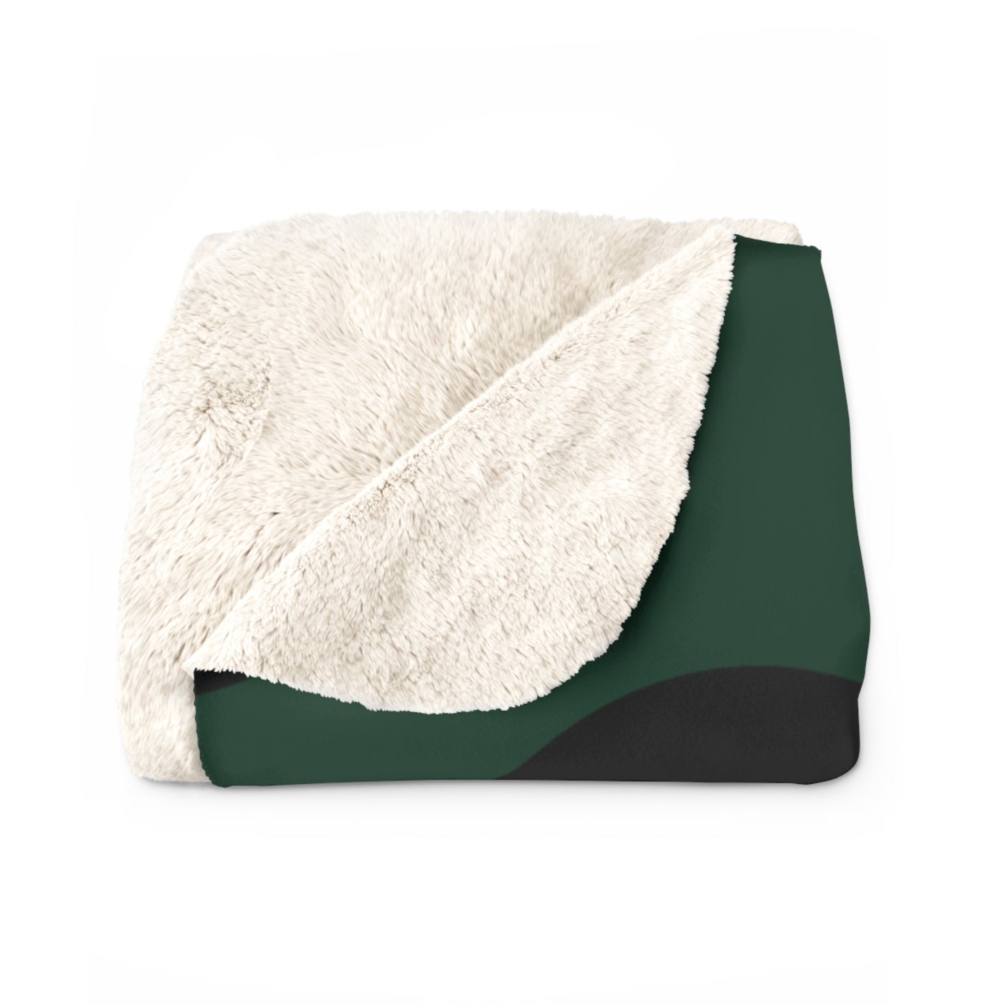 Dark Green, Black Retro Polka Dots Blanket Throw