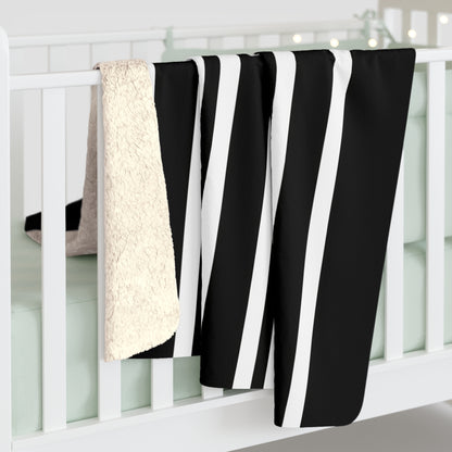 Black, White Retro Stripes Blanket Throw