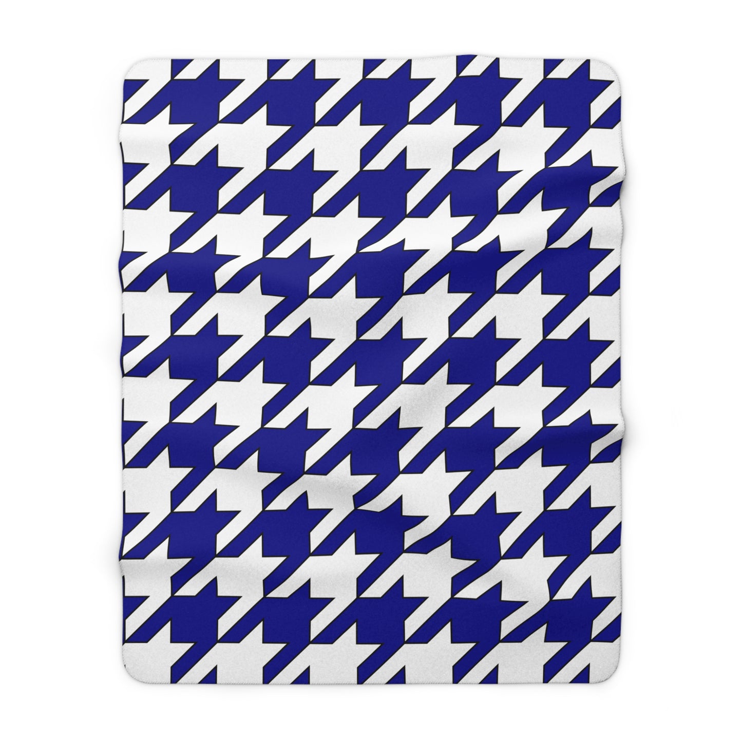 Dark Blue, White Retro Houndstooth Blanket Throw