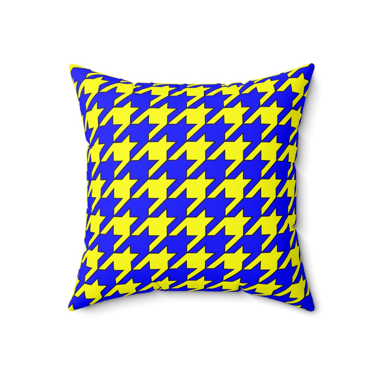 Yellow, Blue Retro Houndstooth Cushion Pillow