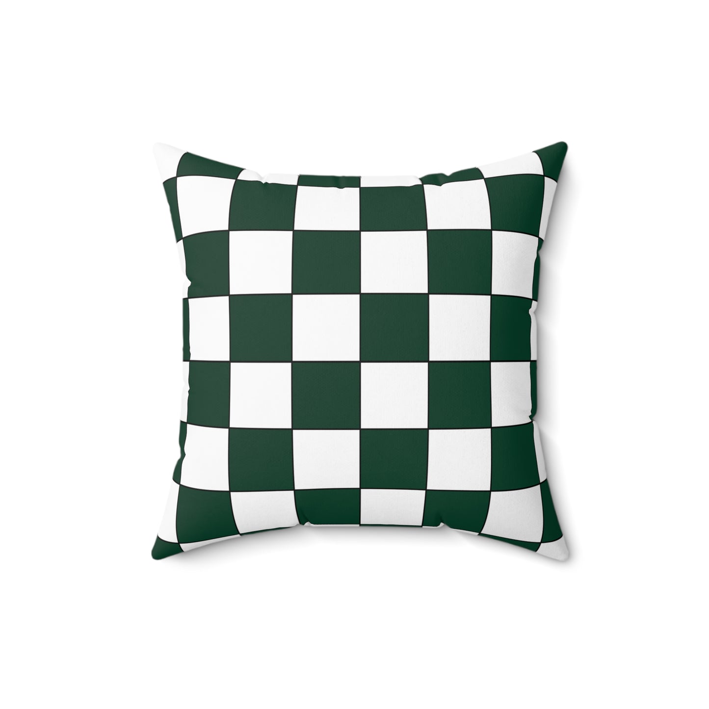 Dark Green, White Retro Check Cushion Pillow