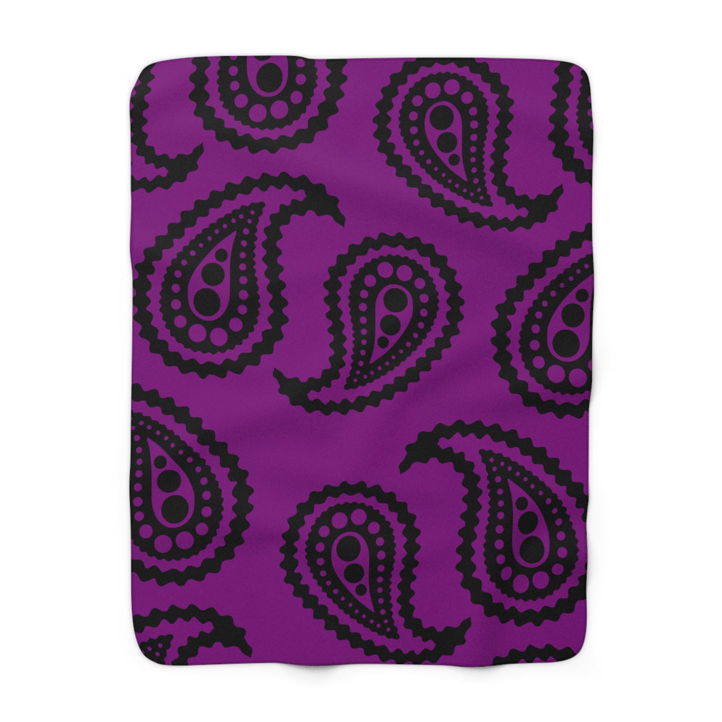 Purple, Black Retro Paisley Blanket Throw