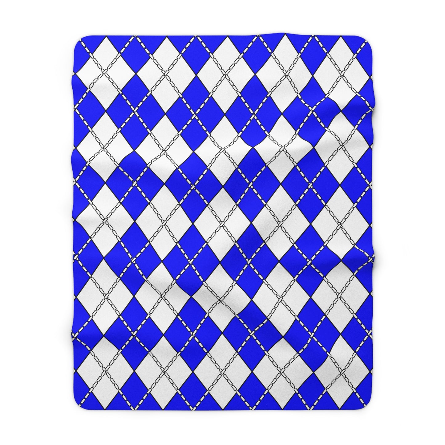 Blue, White Retro Argyle Blanket Throw