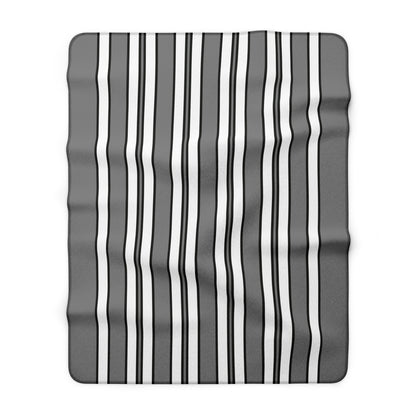 Grey, White Retro Stripes Blanket Throw