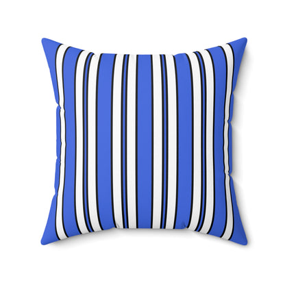 Royal Blue, White Retro Stripes Cushion Pillow