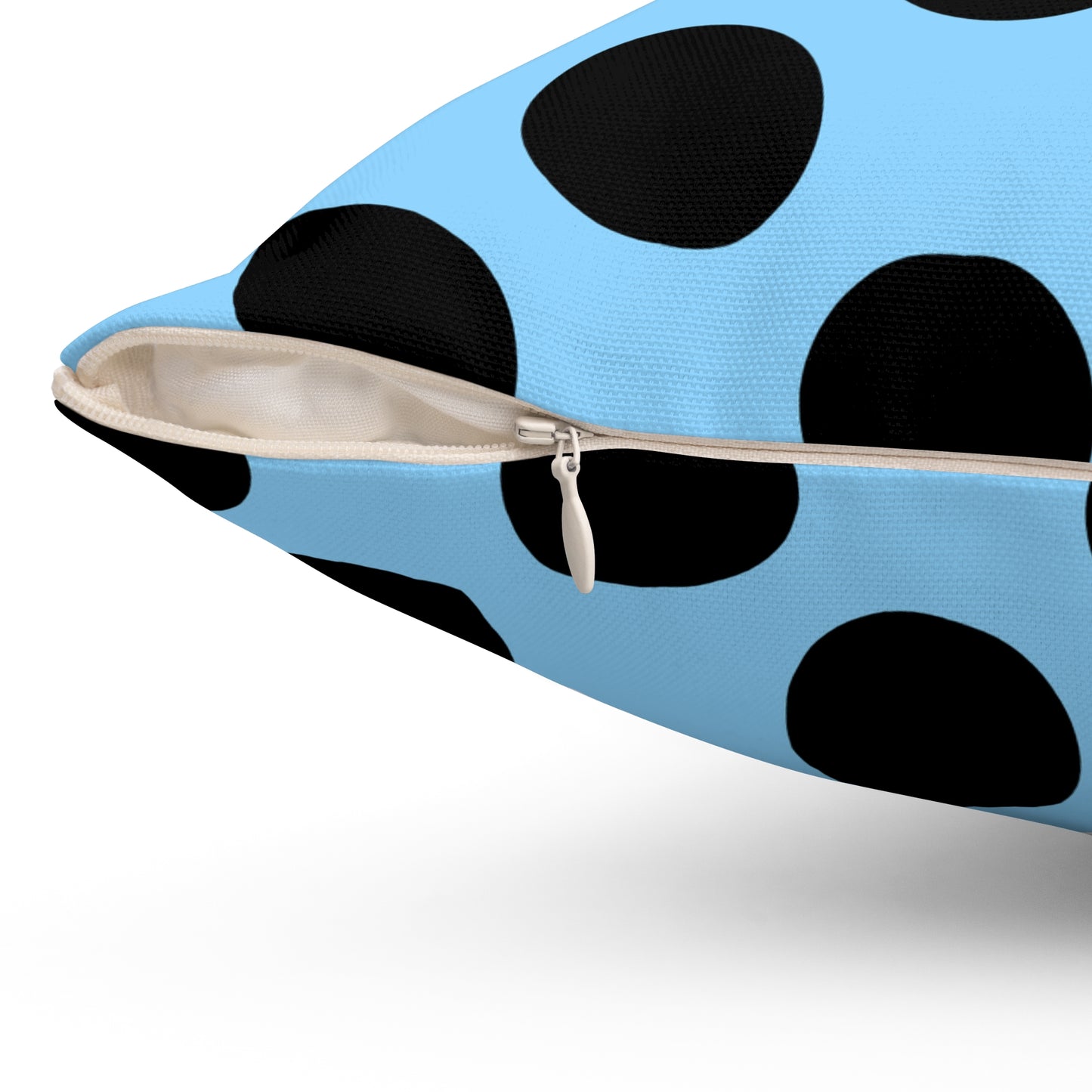 Light Blue, Black Retro Polka Dots Cushion Pillow