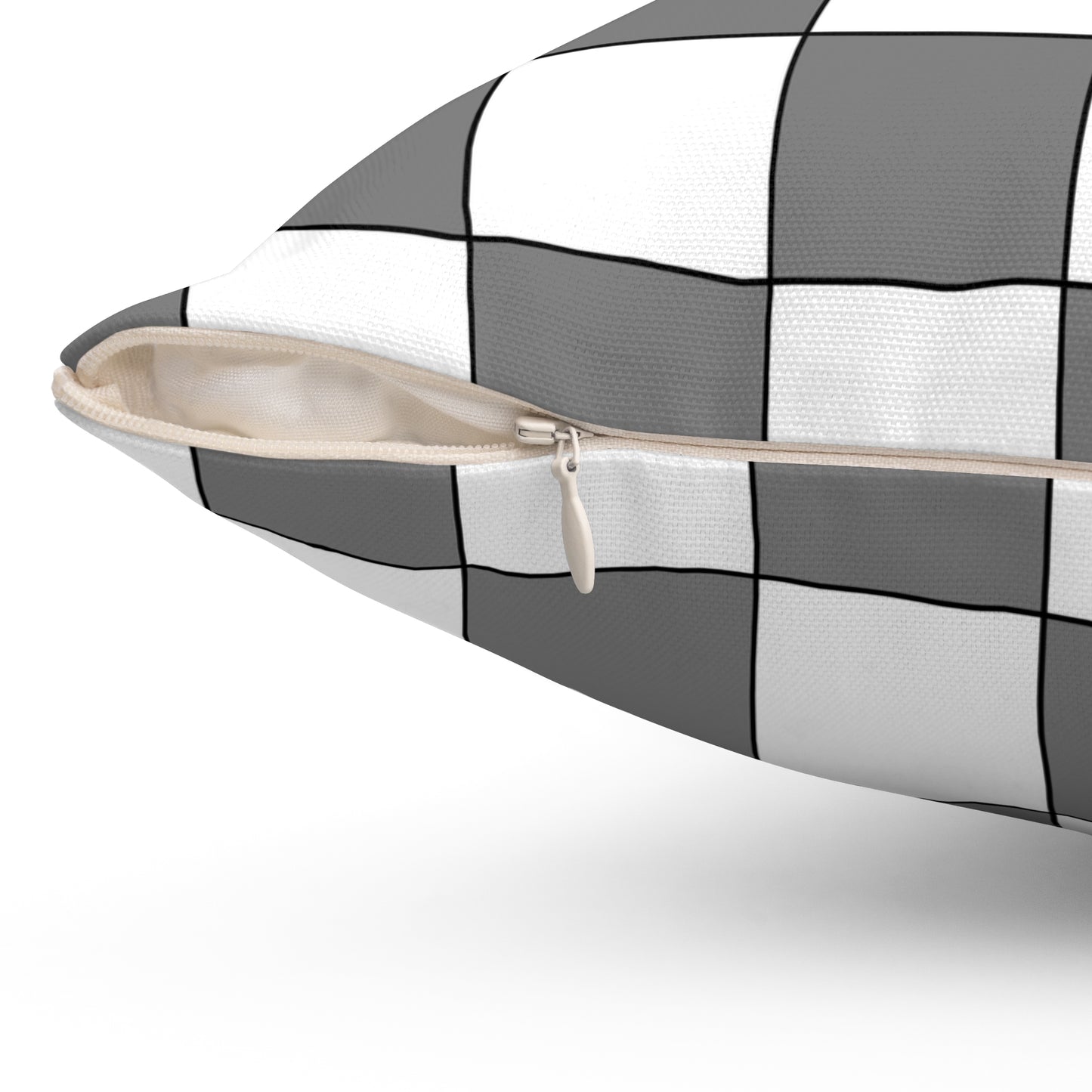 Grey, White Retro Check Cushion Pillow