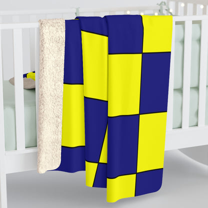 Navy Blue, Yellow Retro Check Blanket Throw