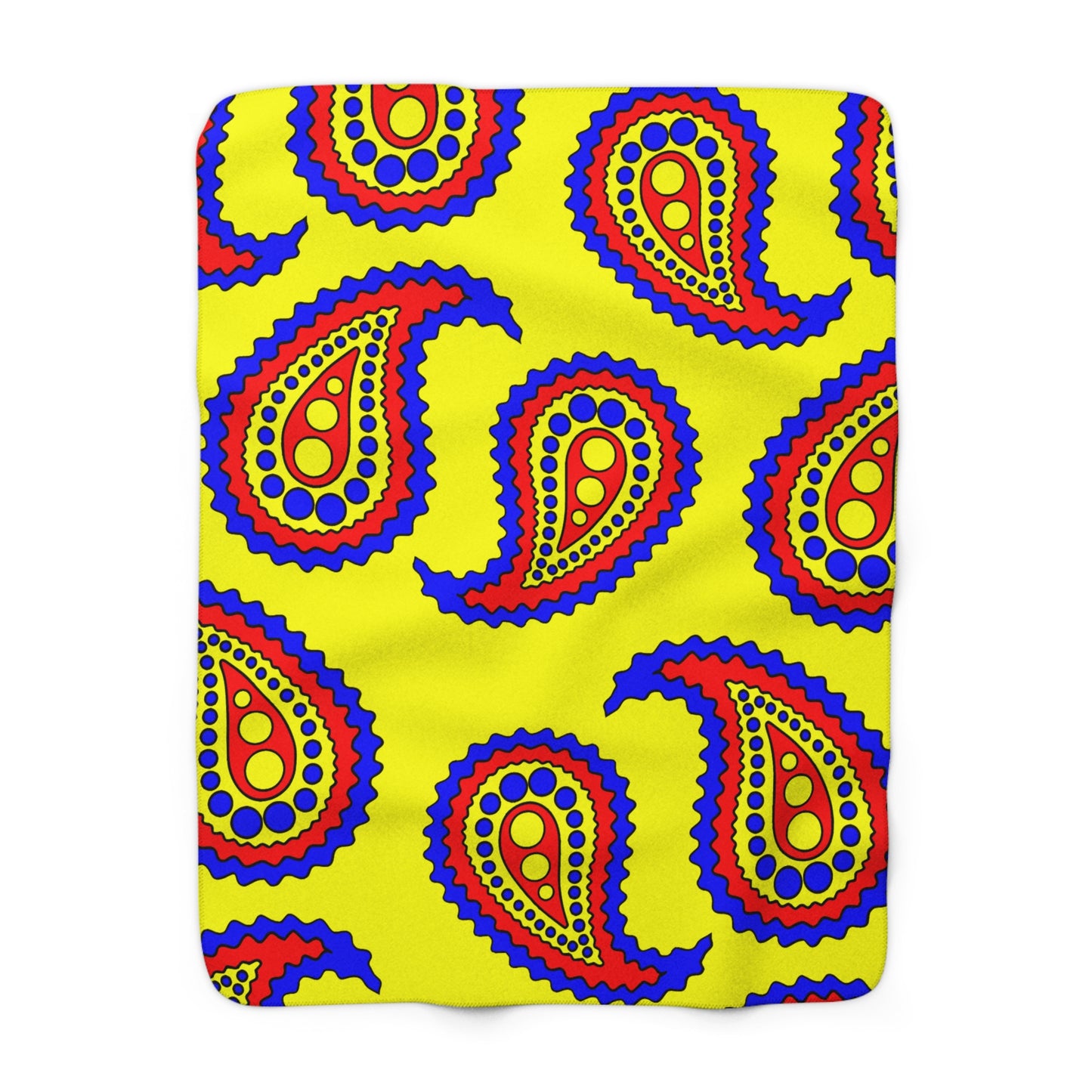 Yellow, Blue, Red Retro Paisley Blanket Throw
