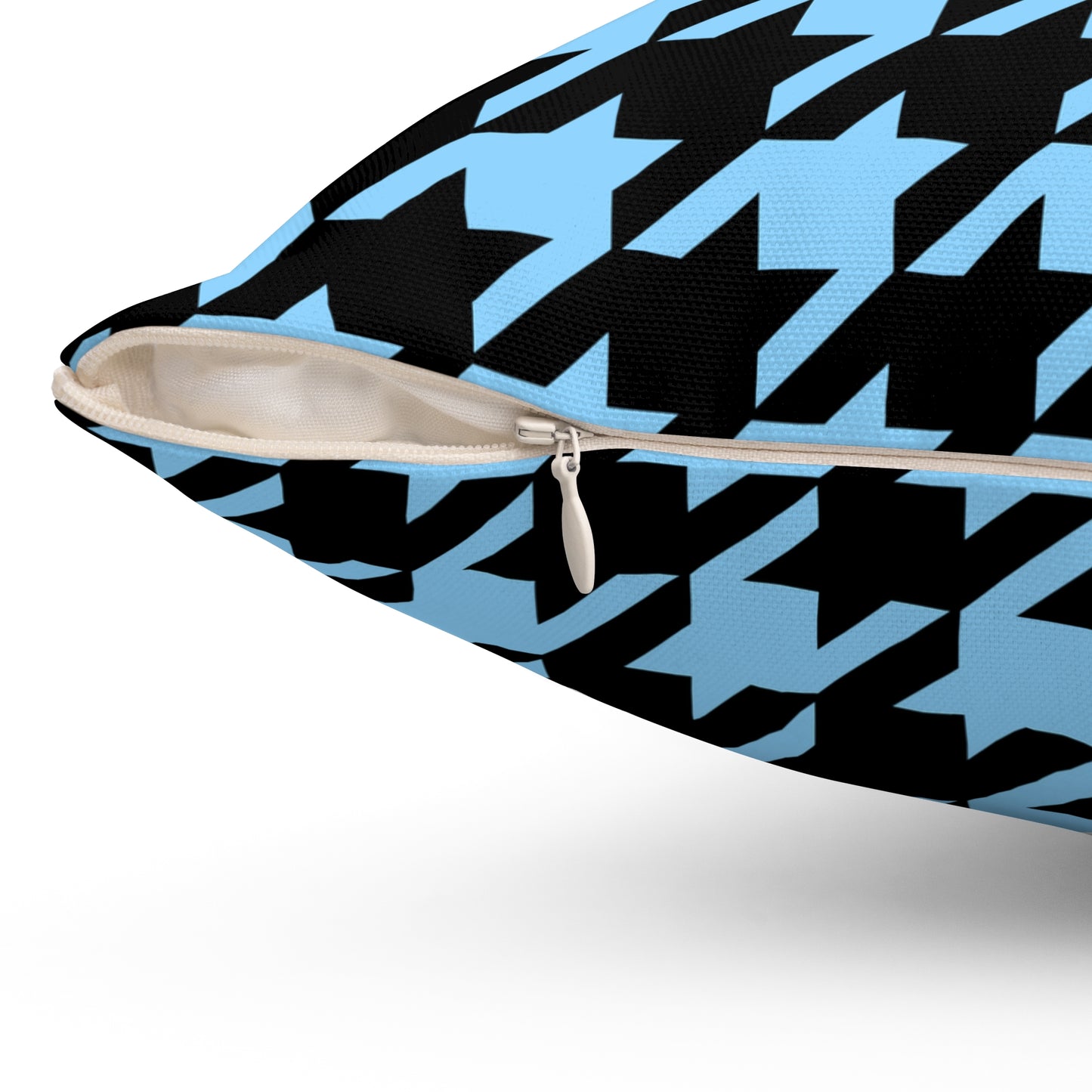 Light Blue, Black Retro Houndstooth Cushion Pillow