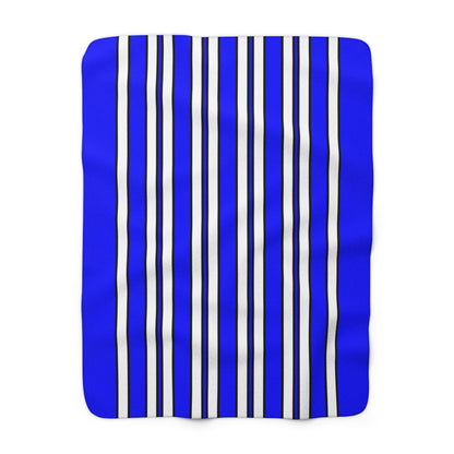 Blue, White Retro Stripes Blanket Throw