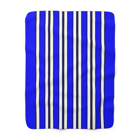 Blue, White Retro Stripes Blanket Throw