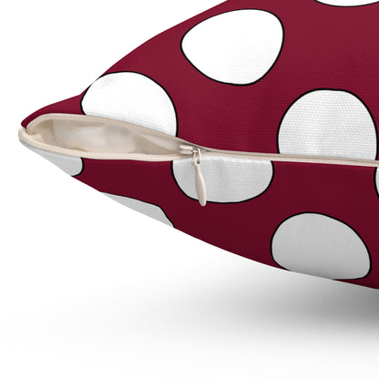 Claret, White Retro Polka Dots Cushion Pillow