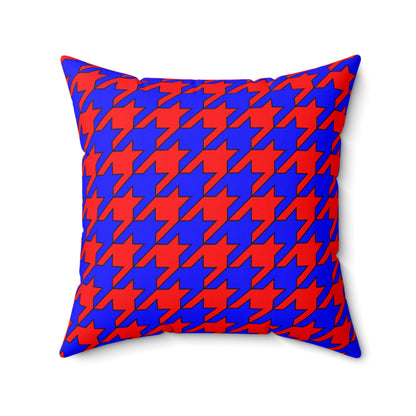 Red, Blue Retro Houndstooth Cushion Pillow