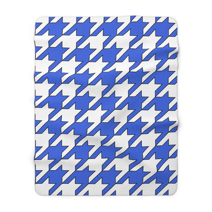 Royal Blue, White Retro Houndstooth Blanket Throw