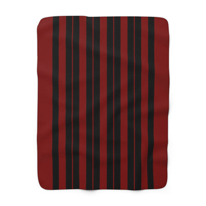 Maroon, Black Retro Stripes Blanket Throw