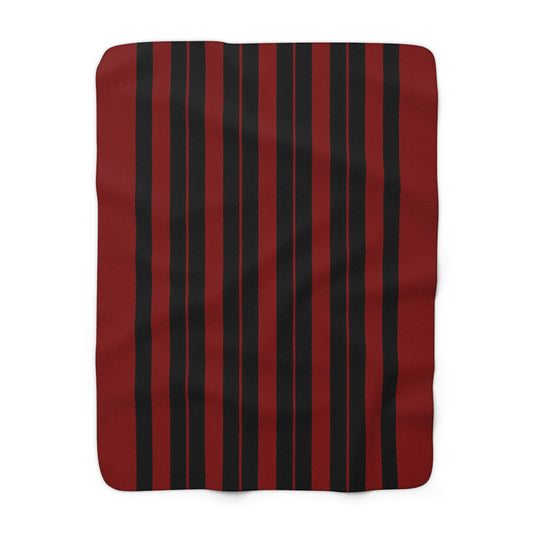 Maroon, Black Retro Stripes Blanket Throw