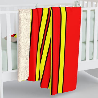 Red, Yellow Retro Stripes Blanket Throw
