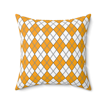Orange, White Retro Argyle Cushion Pillow