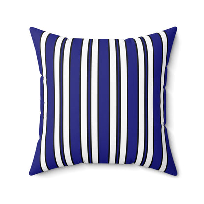 Navy Blue, White Retro Stripes Cushion Pillow