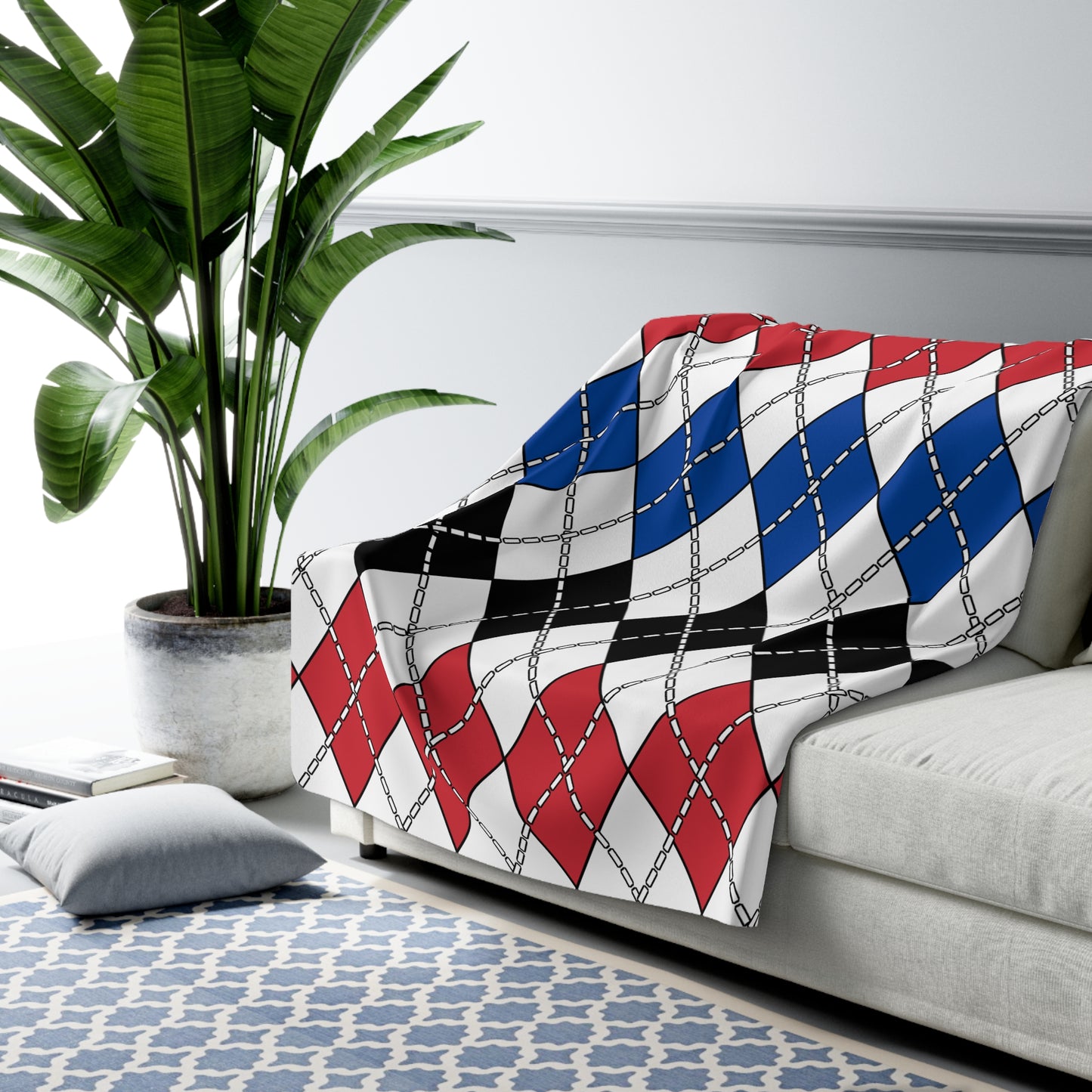 Republic Of Korea Retro Argyle Blanket Throw