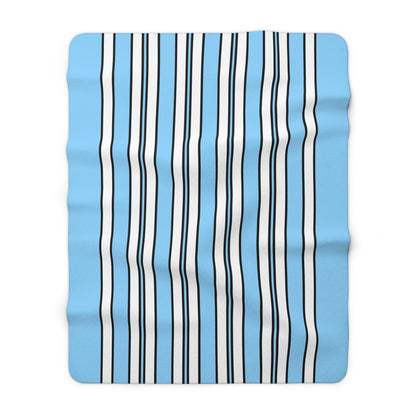 Light Blue, White Retro Stripes Blanket Throw