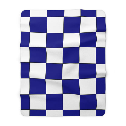 Dark Blue, White Retro Check Blanket Throw