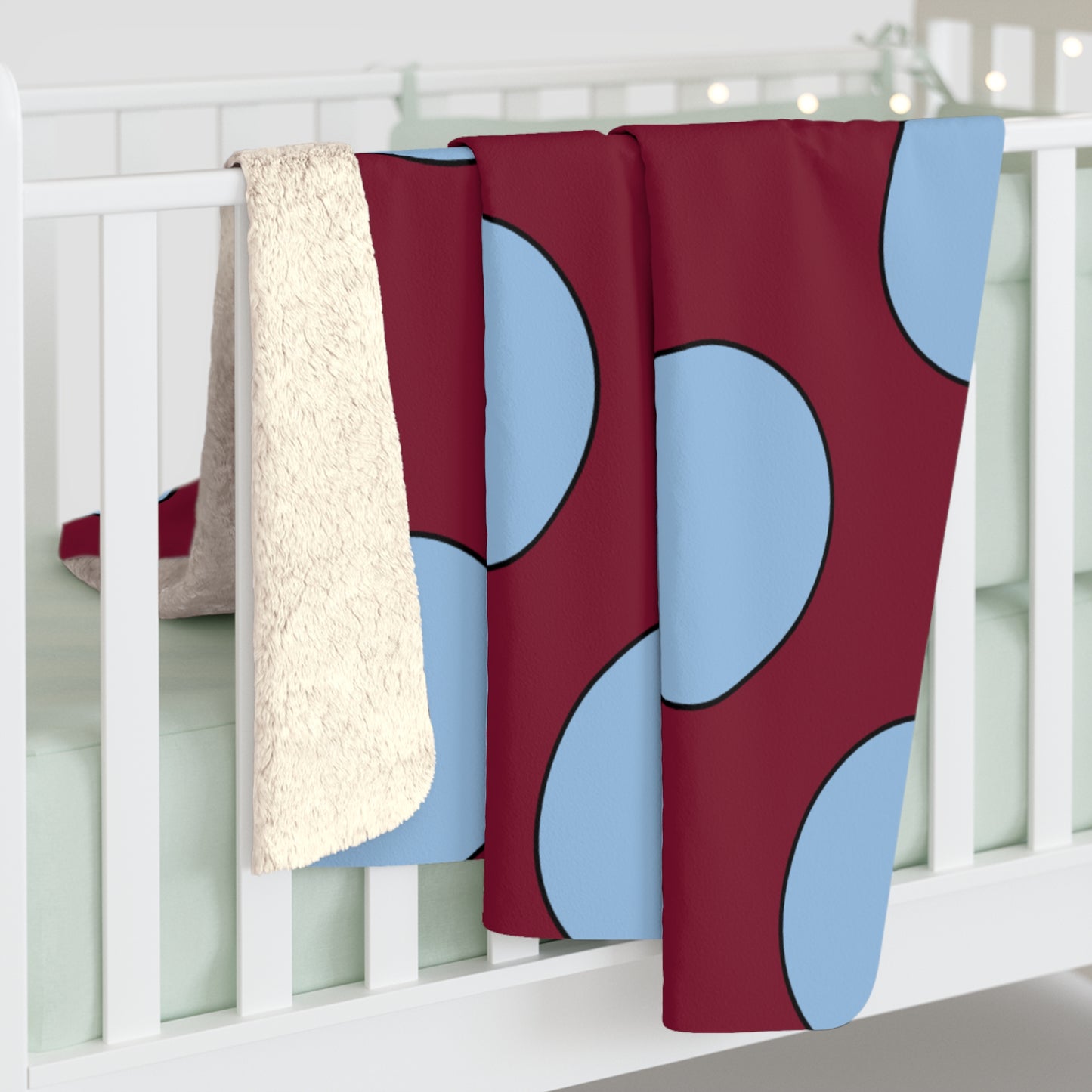 Claret, Blue Retro Polka Blanket Throw