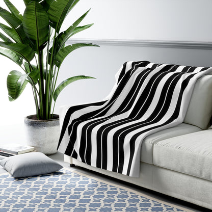 White, Black Retro Stripes Blanket Throw
