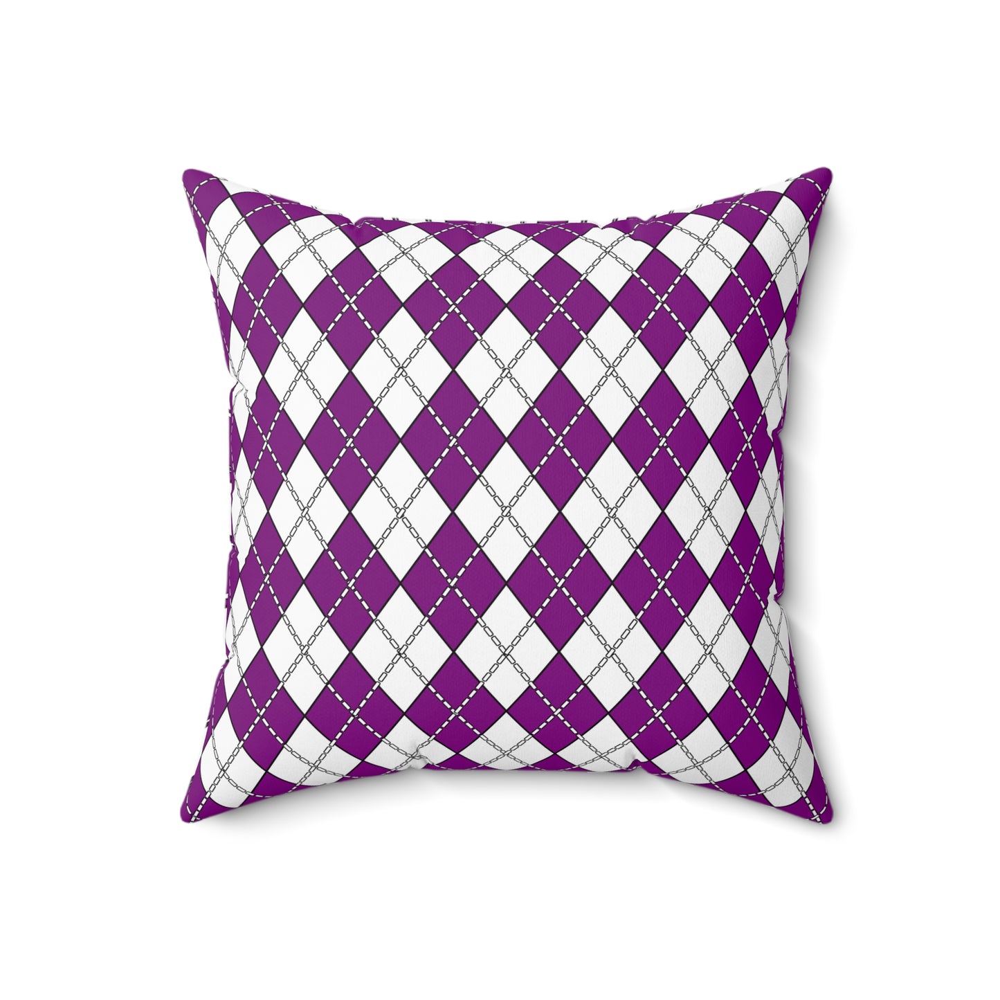 Purple, White Retro Argyle Cushion Pillow