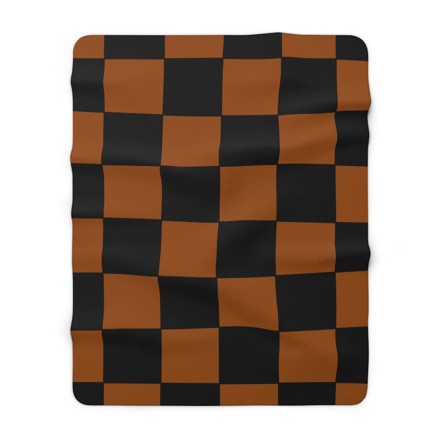 Brown, Black Retro Check Blanket Throw