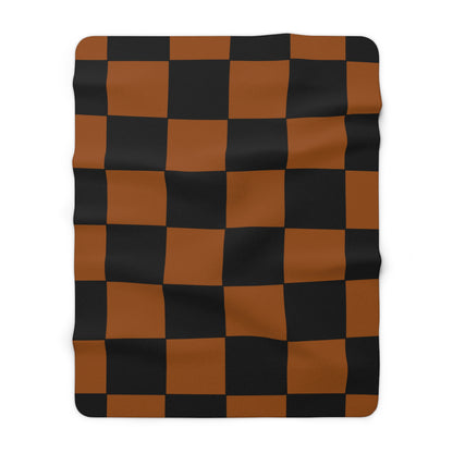 Brown, Black Retro Check Blanket Throw