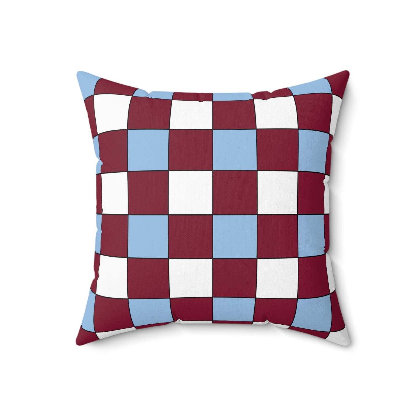 Claret, Blue, White Retro Check Cushion Pillow