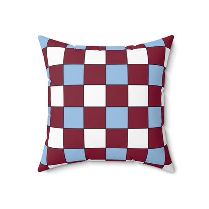 Claret, Blue, White Retro Check Cushion Pillow