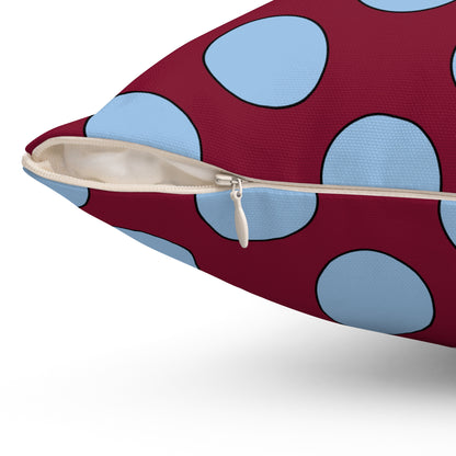 Claret, Blue Retro Polka Cushion Pillow