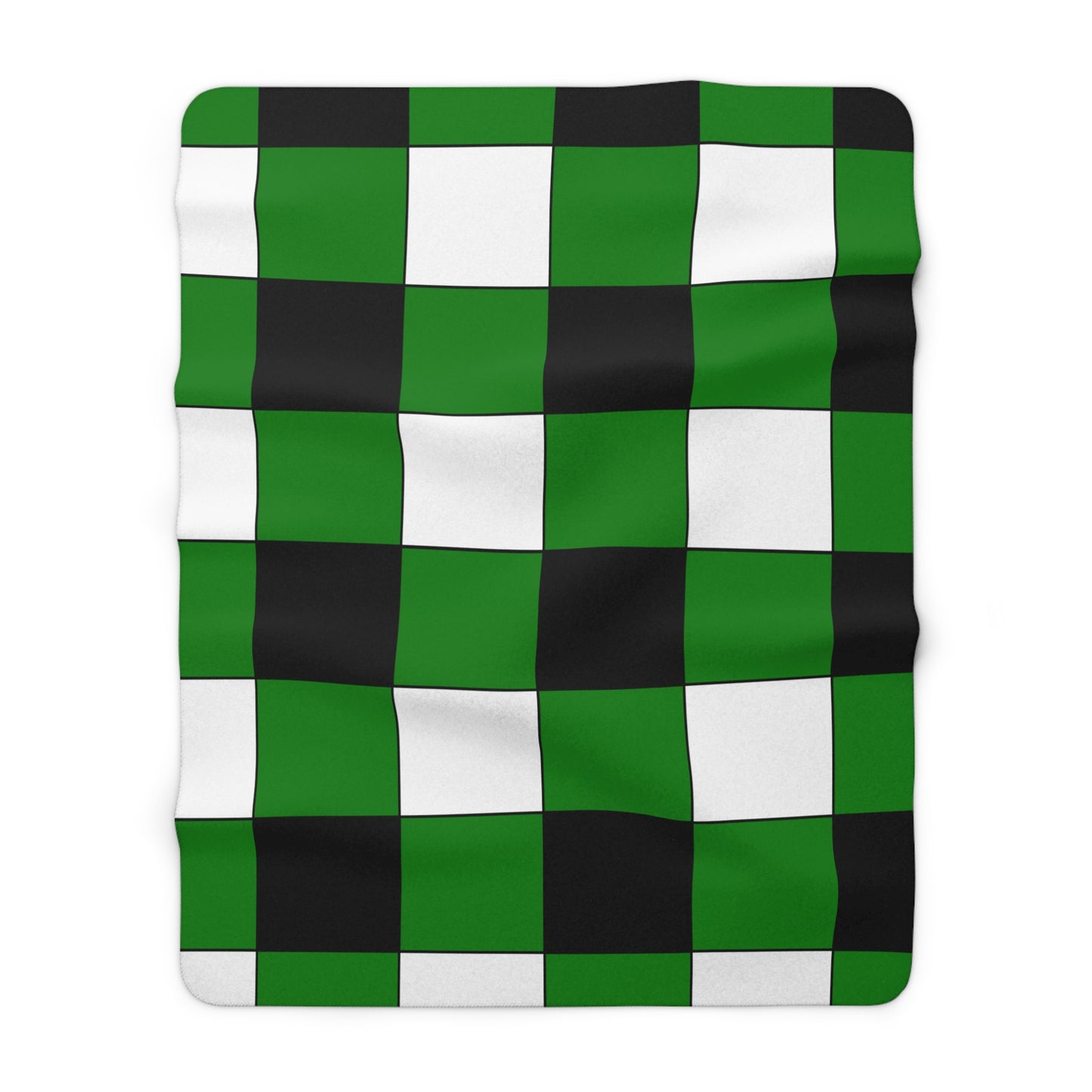 Green, Black, White Retro Check Blanket Throw